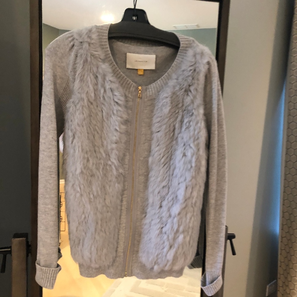 Anthropologie Leifsdottir Gray Fur Sweater
